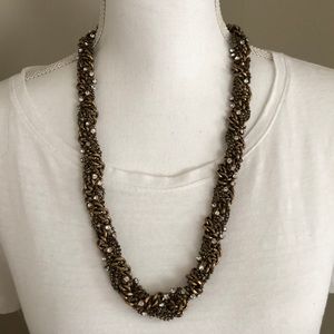 J. Crew Gold and rhinestone twisted chain necklace